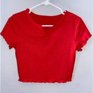 Bright red crop top